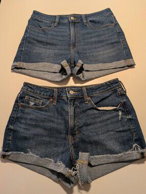 Old Navy High Rise Denim Shorts Women’s 8 OG Straight Blue Distressed Cuffed
